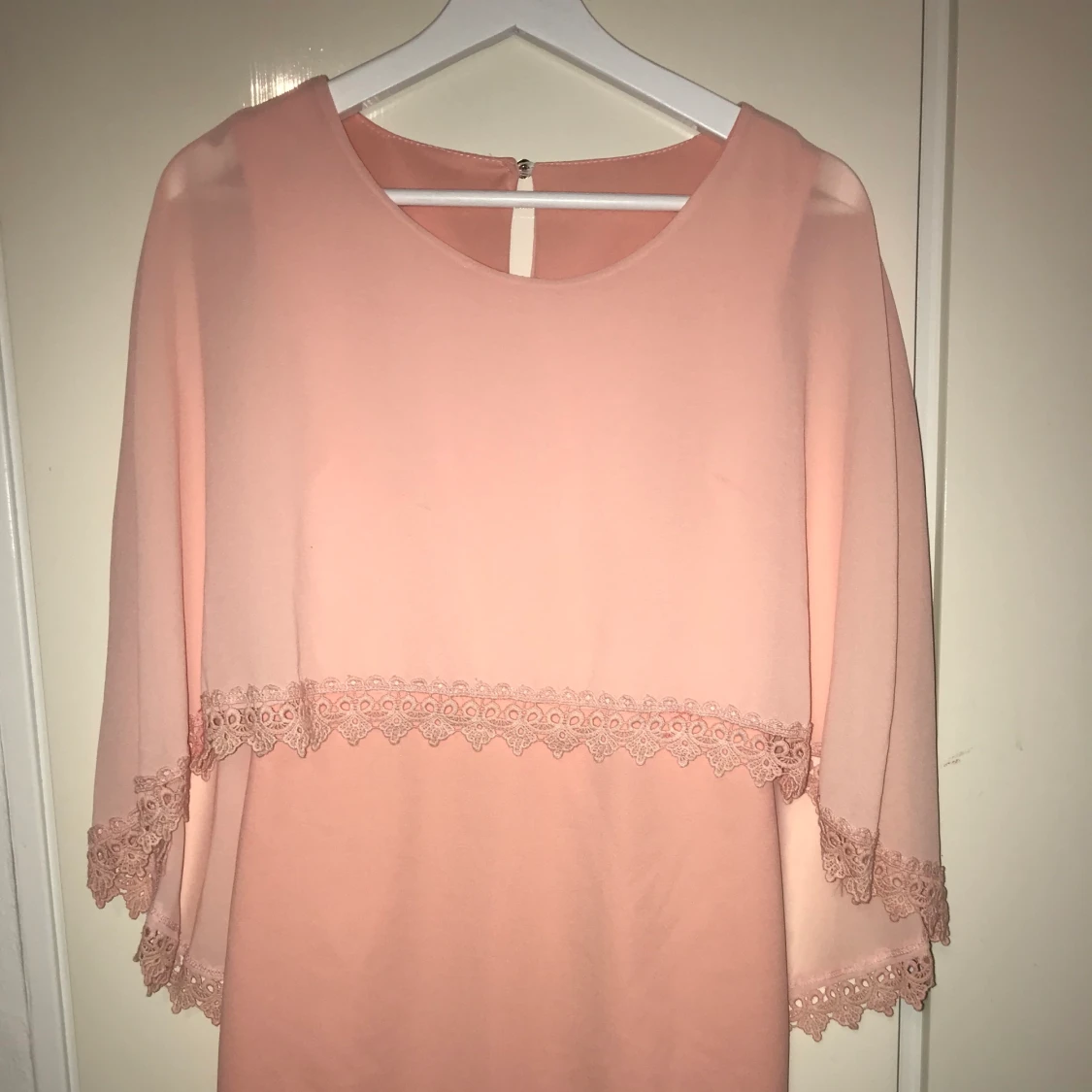 pink dress with cape and lace