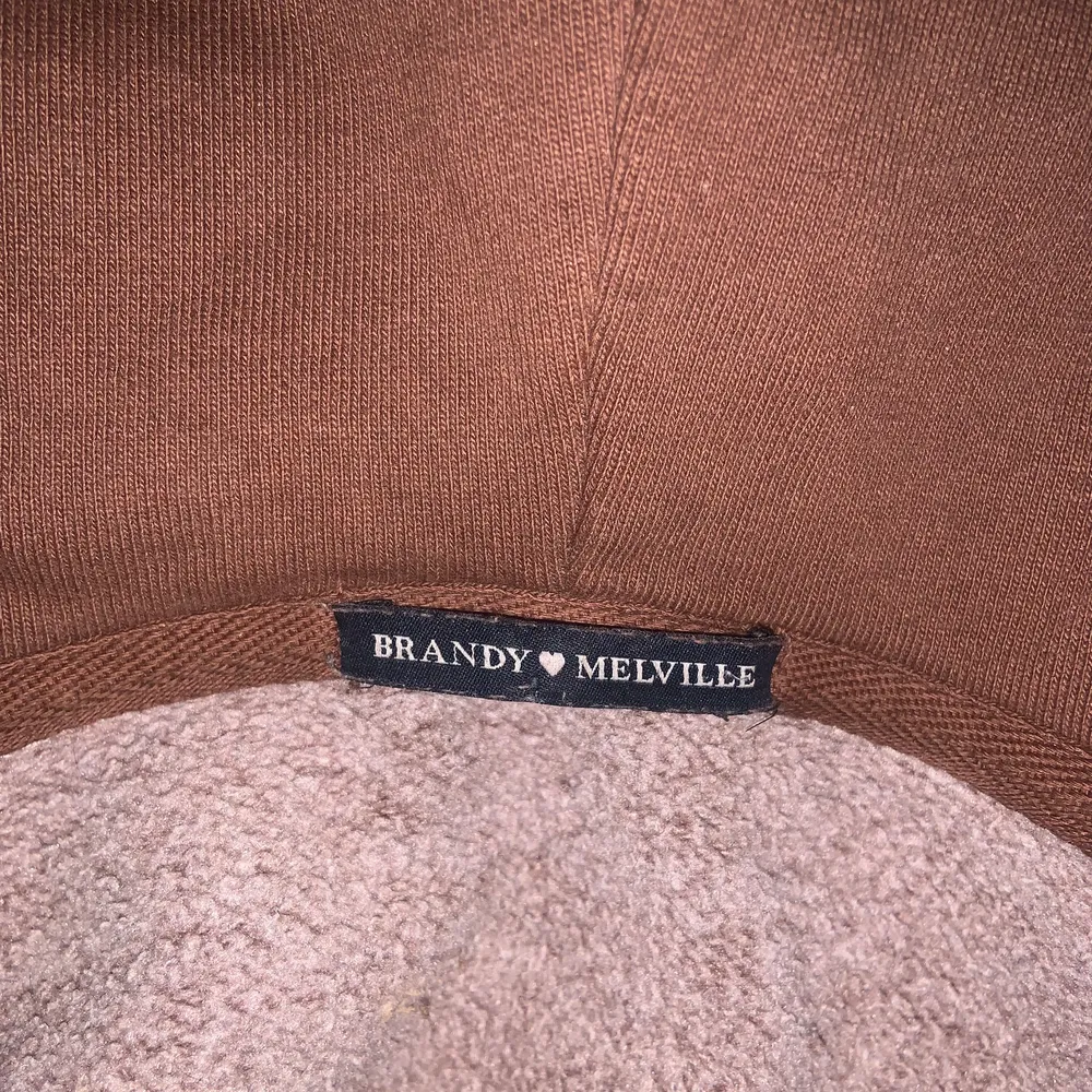En jättefin brun Brandy Melville hoodie i väldigt bra skick. Använd några gånger men ser ut som ny. Köpare står för frakt!. Tröjor & Koftor.