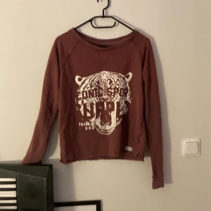 Långärmad lila tröja med lejon tryck - Fin men har ingen användning av den längre 