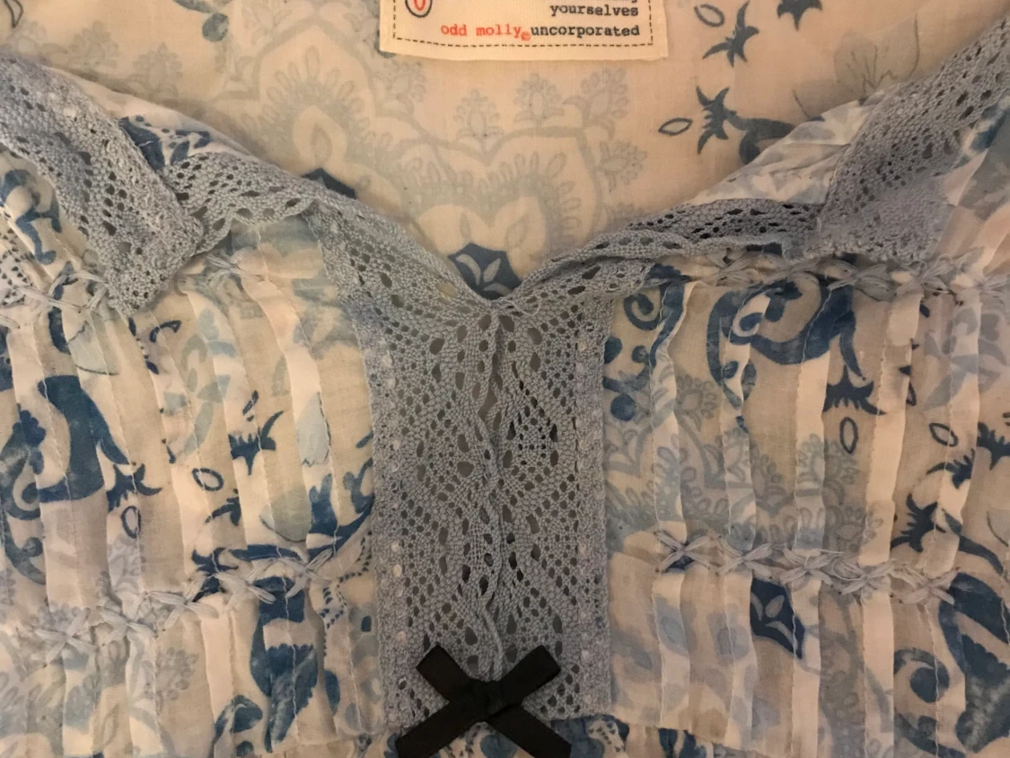 Molly, XS, blå, mönstrad blus - 90