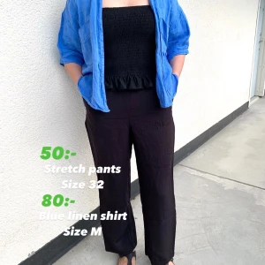 Top and trousers - Blue linen top and black trousers. Very good condition. The good combination