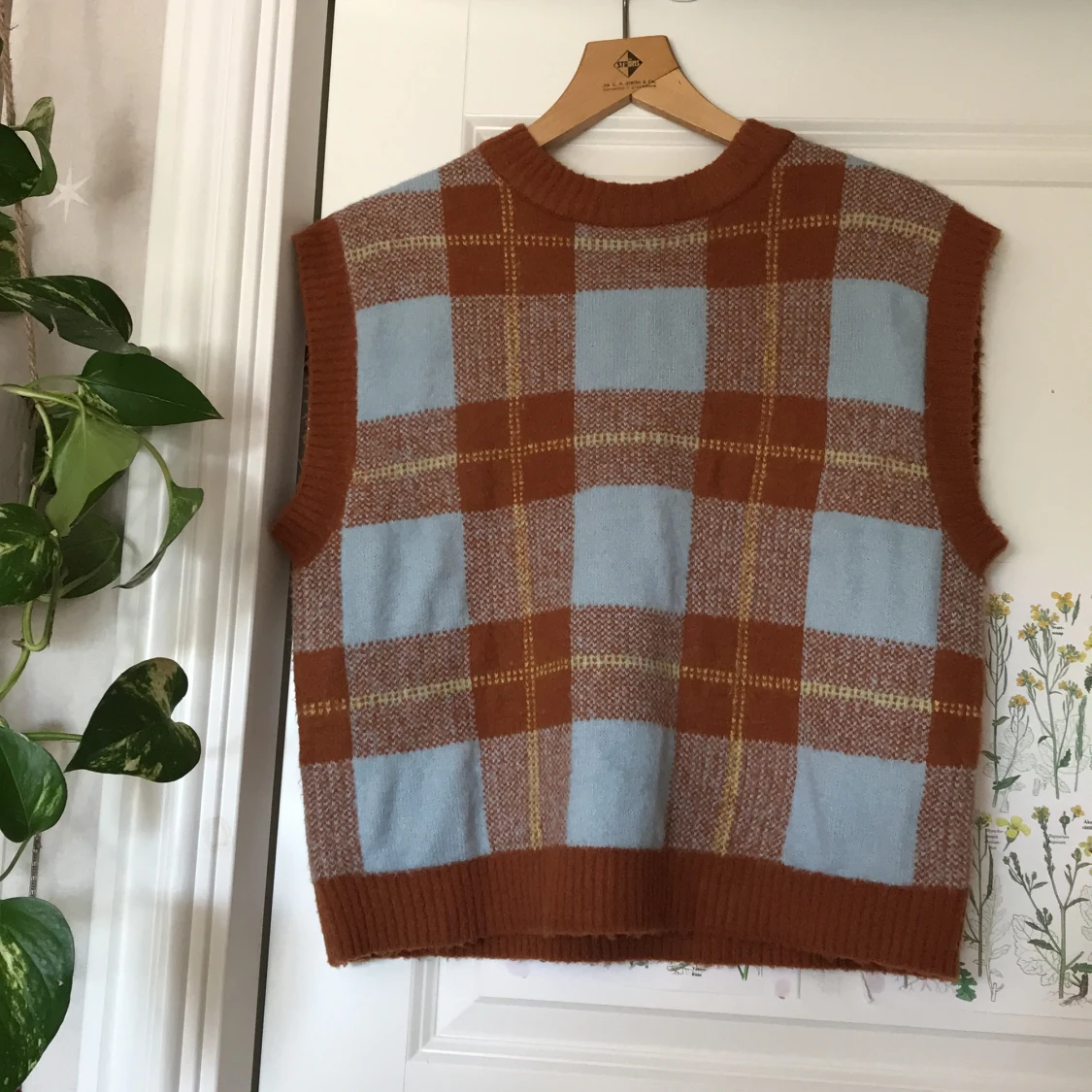 Vintage stickad väst, strl XS/34