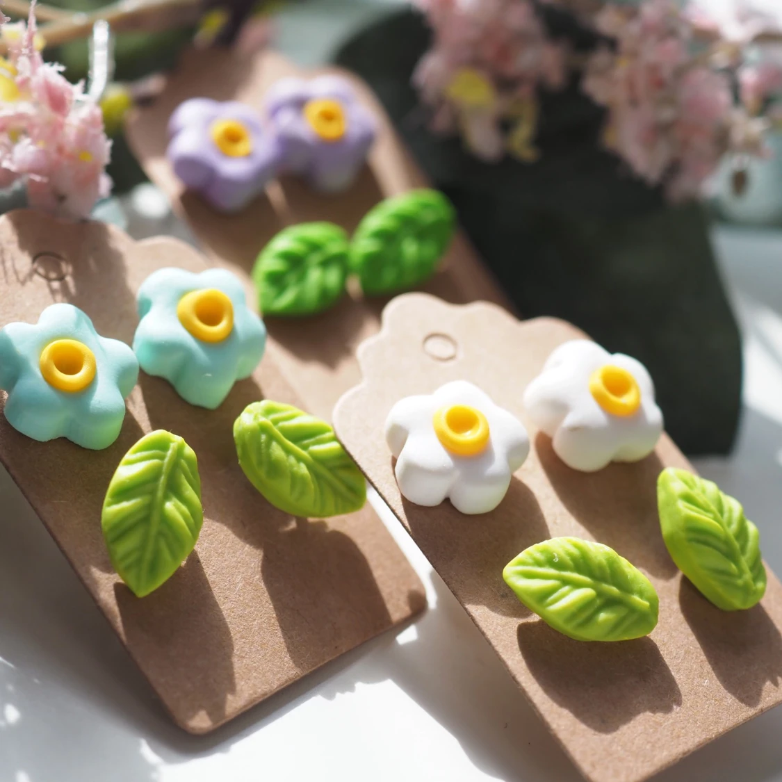 Pastel blue stud earrings  - 90