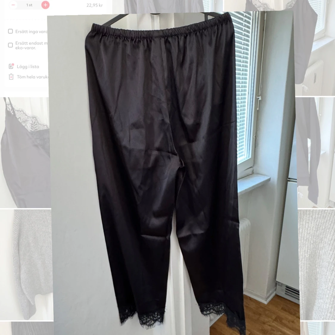 Svart pyjamas spetsdetaljer - 2