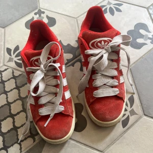 Röda Adidas campus 00s sneakers mocka - Säljer ett par röda Adidas Campus 00s sneakers i mocka, skitsnygga men de har inte kommit till användning. Skorna är i hyfsat nytt skick (syns på bild fyra att sulorna ej är slitna). Kommer även tvätta skorna innan de postas. Hoppas dom kan köpas av någon som hittar mer användning av dom än jag!!!! Diskuterar gärna priset eftersom jag inte vill behålla skorna längre.