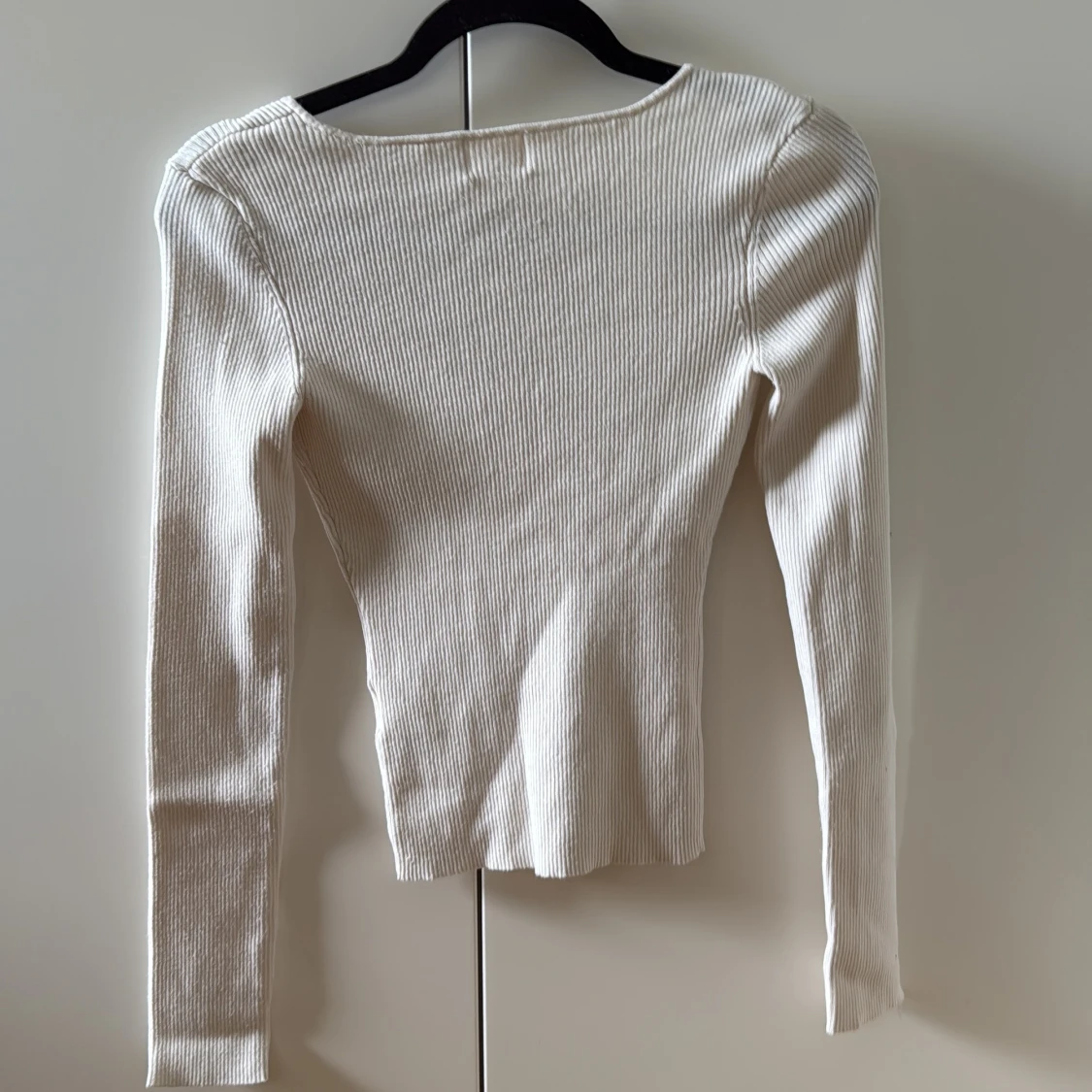 Vit ribbad långärmad topp H&M - 1