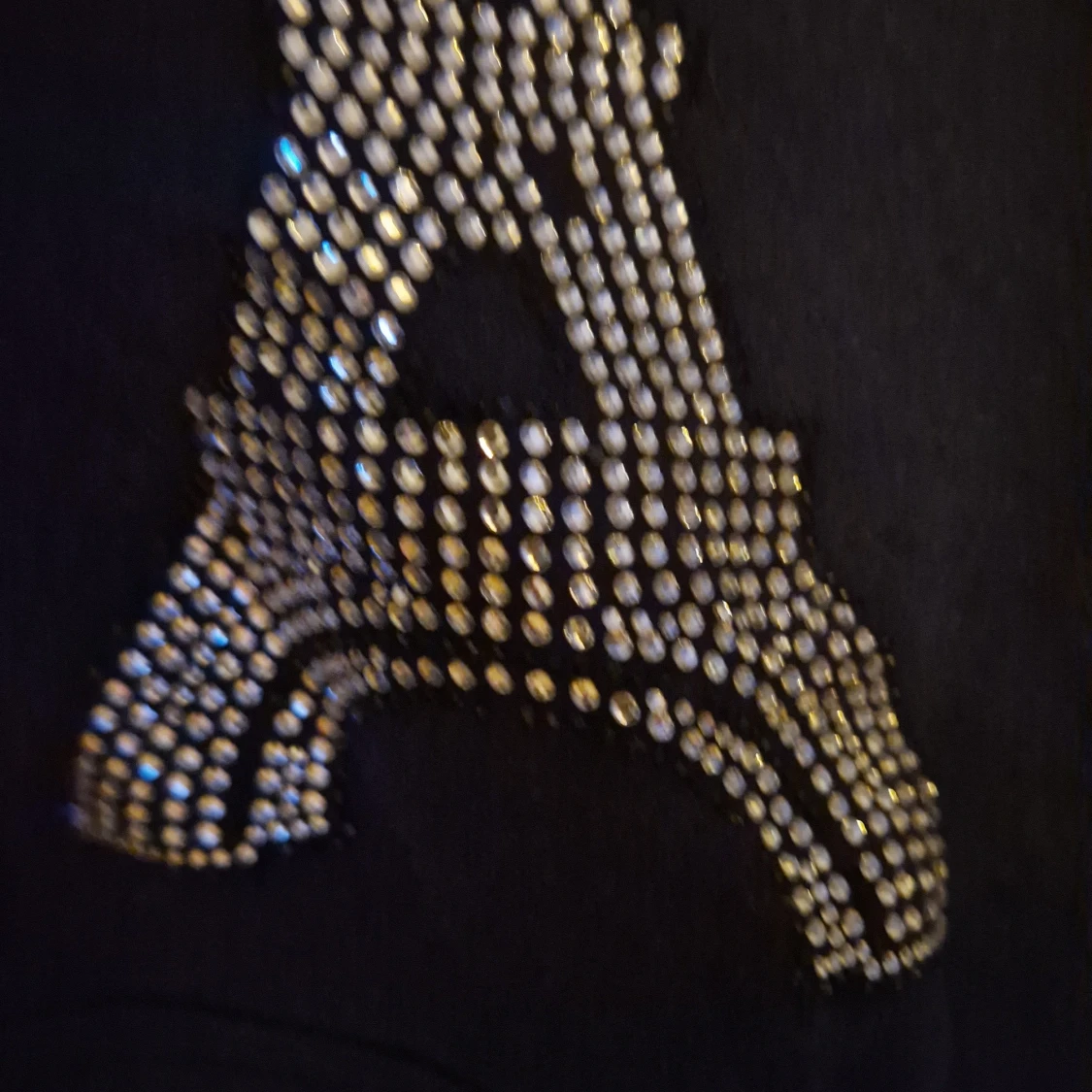 Mörkblå hoodie med strass och Paris-tryck - 4