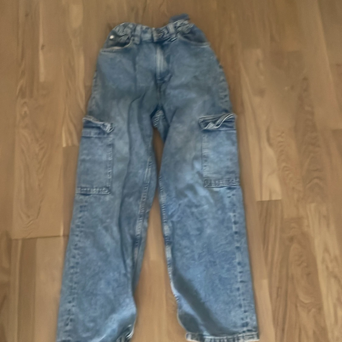 Blå baggy cargopants i jeans