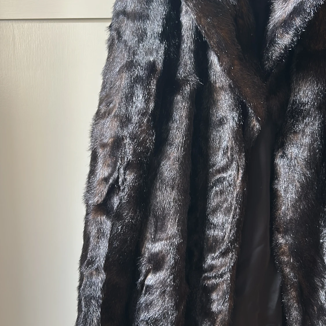 Mörkbrun Zara pälsjacka med krage - 2