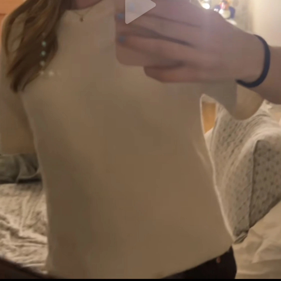 Vit stickad kortärmad tröja - 1