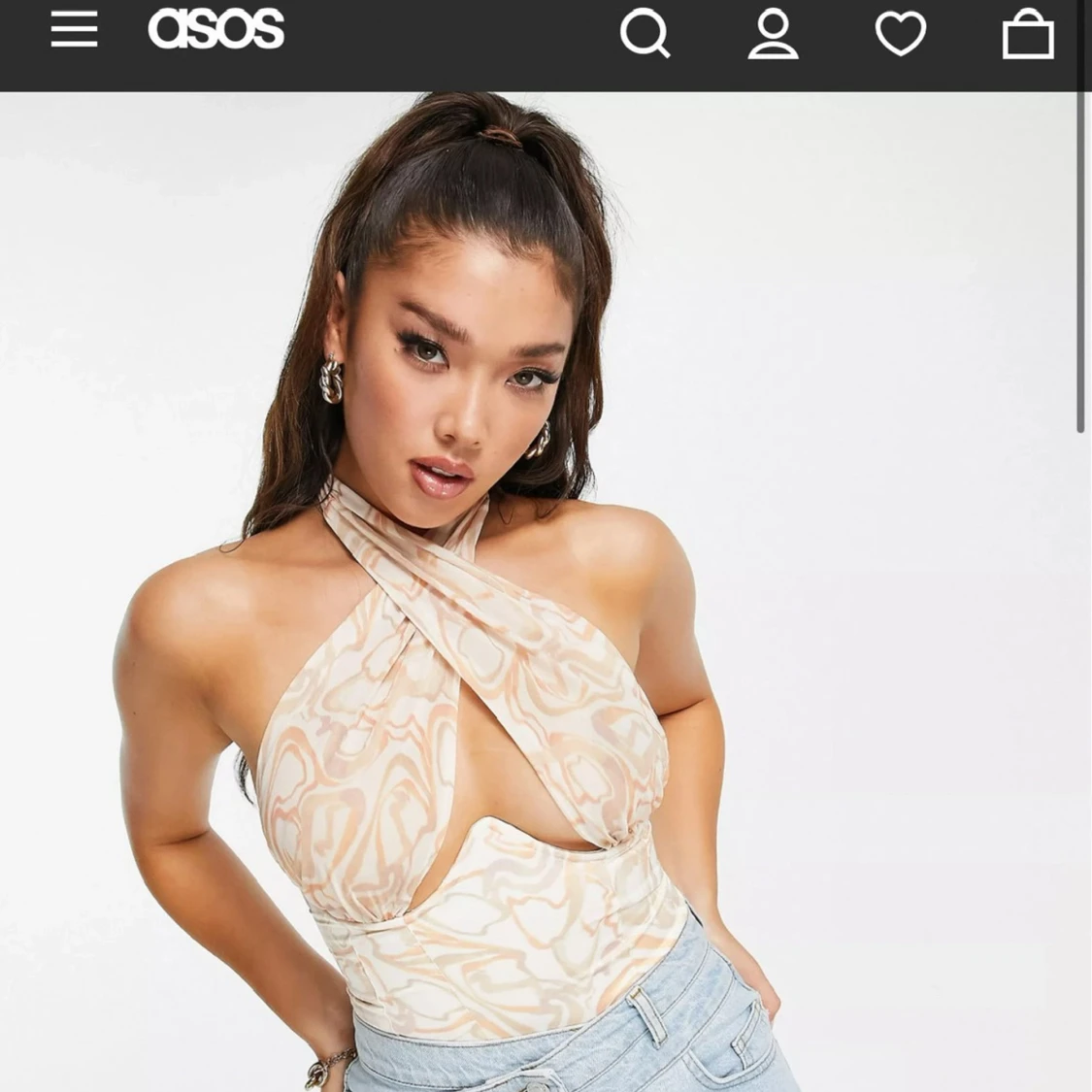Beige omlott korsett-topp från ASOS
