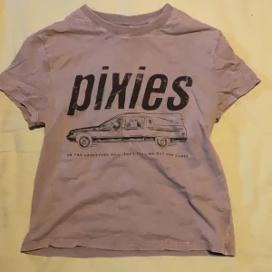 Pixies t-shirt från H&M Divided - Cool t-shirt i ljusgrått med stort Pixies-tryck och motiv av en bil framtill. Klassisk rund hals och korta ärmar. Perfekt för dig som gillar bandmerch och vill ha en avslappnad stil.