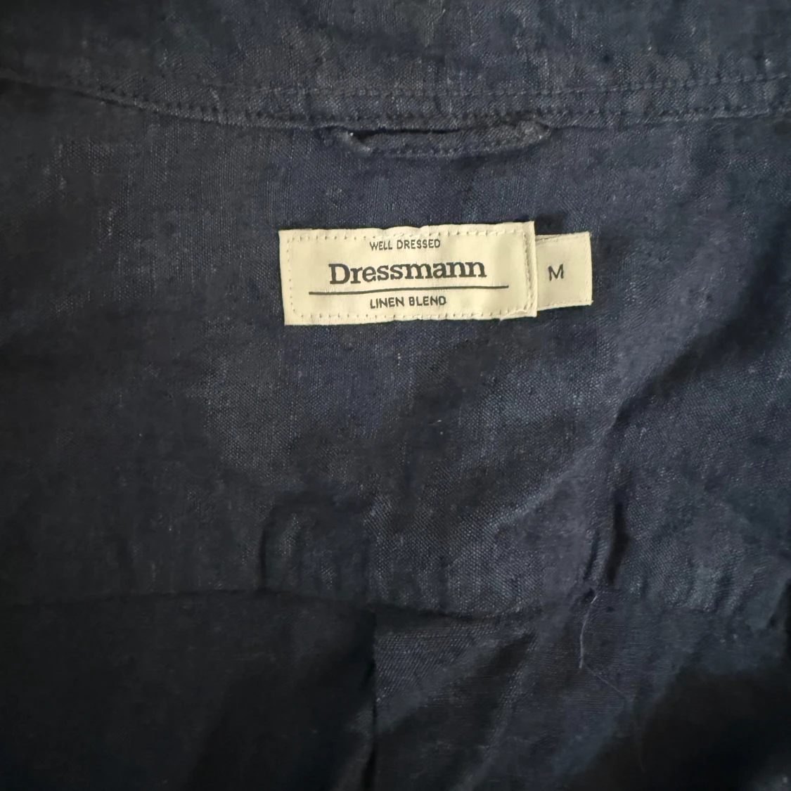 Mörkblå linneskjorta Dressmann M - 3
