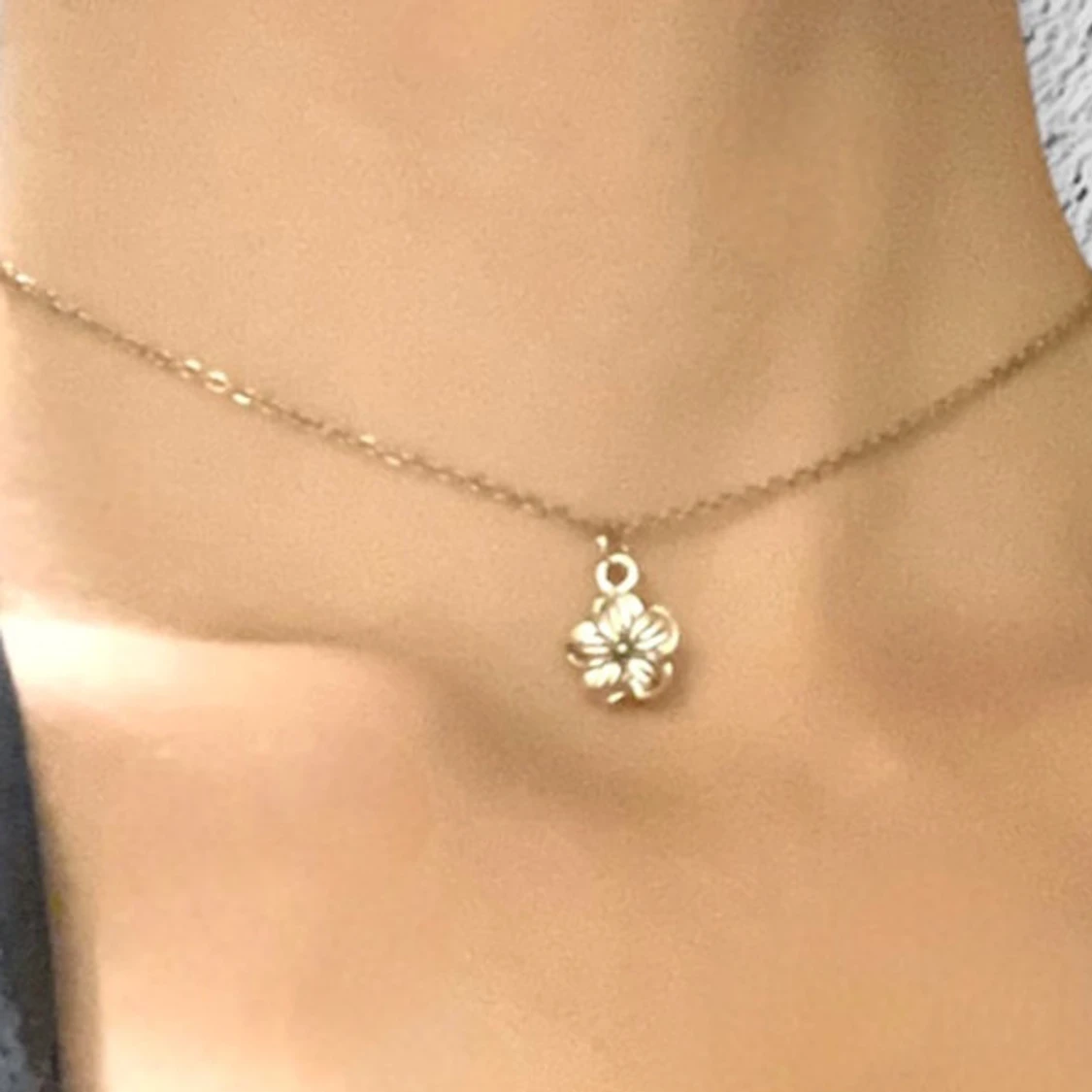 Blomma choker silver imitation halsband blomma - 2