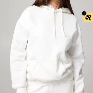 Vit hoodie - Vit hoodie med huva och snörning. Använd en gång!!