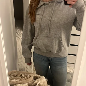 Grå hoodie - Säljer en klassisk grå hoodie från hm. Tröjan har en avslappnad passform och diskret logga på bröstet. Perfekt för en chill och stilren look.