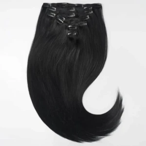 Svart clip-on löshår - Löshår, äkta såklart. Längd är ungefär 45-50 cm. Och där är 12 delar.  Har använt det men sparsamt! Väldigt fint skick. 