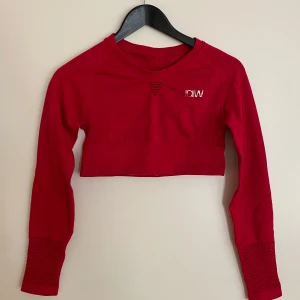 Röd croppad träningstopp från ICANIWILL - Röd croppad långärmad träningstopp från ICANIWILL. Toppen har ventilerande meshdetaljer vid halsen och ärmsluten, samt en tight passform som framhäver figuren. Sparsamt använd. 