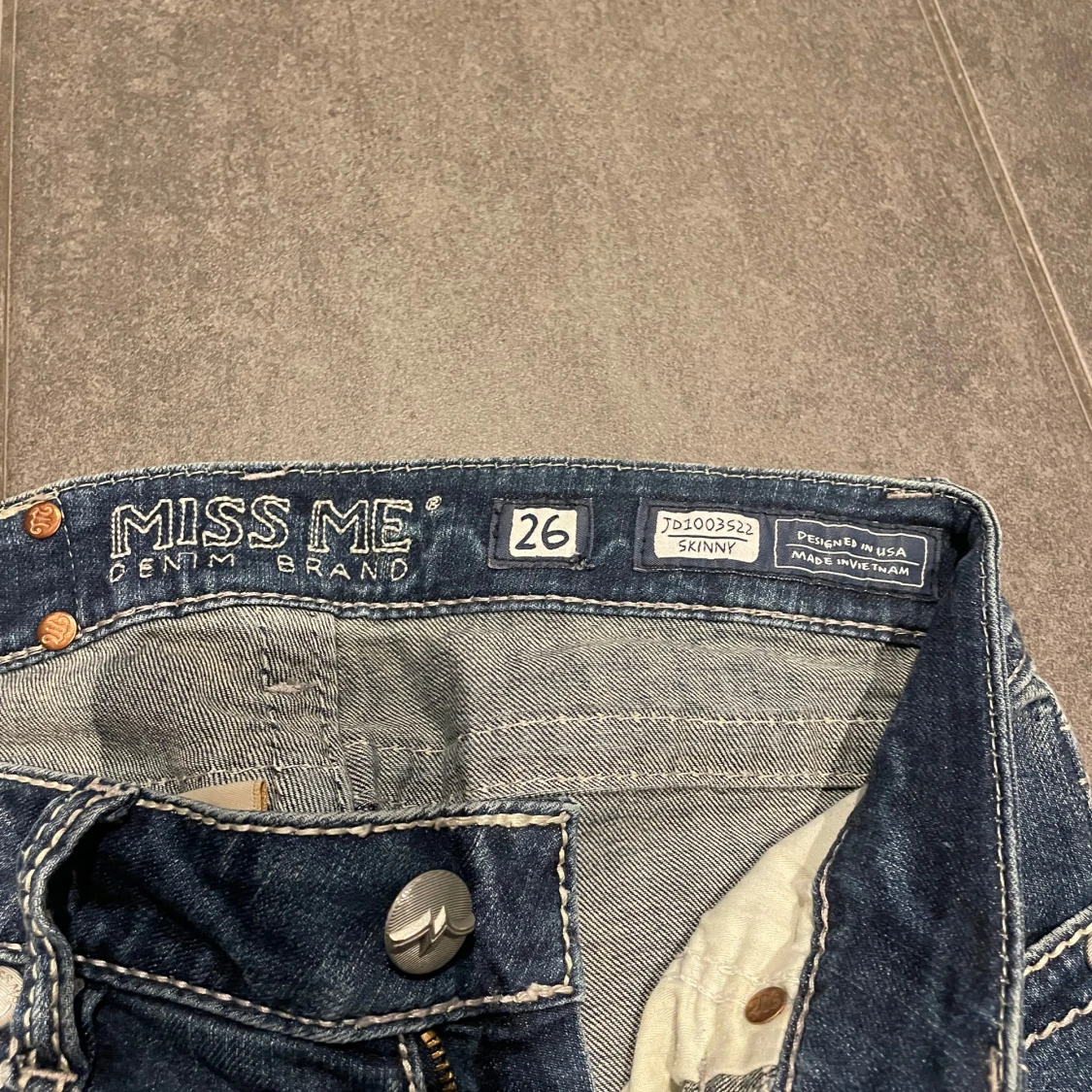 Miss Me skinny jeans blå, stl 26 - 3