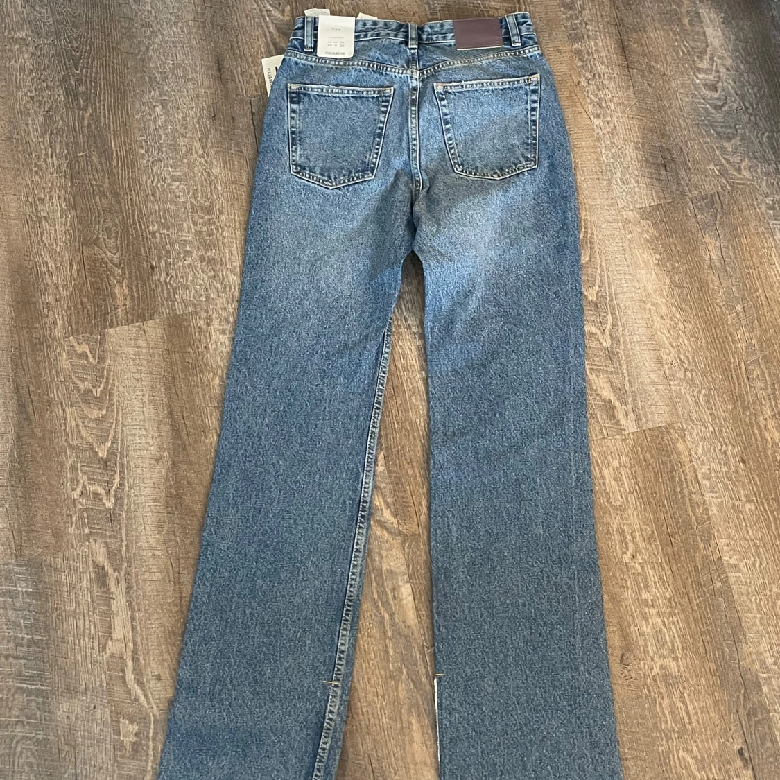 Blå raka jeans med hög midja - 1