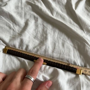 Guldigt Läderarmband - Snyggt armband i brunt flätat skinn med en guldig metallplatta och matchande magnetlås. Perfekt accessoar för att lyfta din stil med en smutta guld.  Vill du veta något mer eller vill ha fler bilder så är det bara att skriva! Priset är såklart inte hugget i sten!