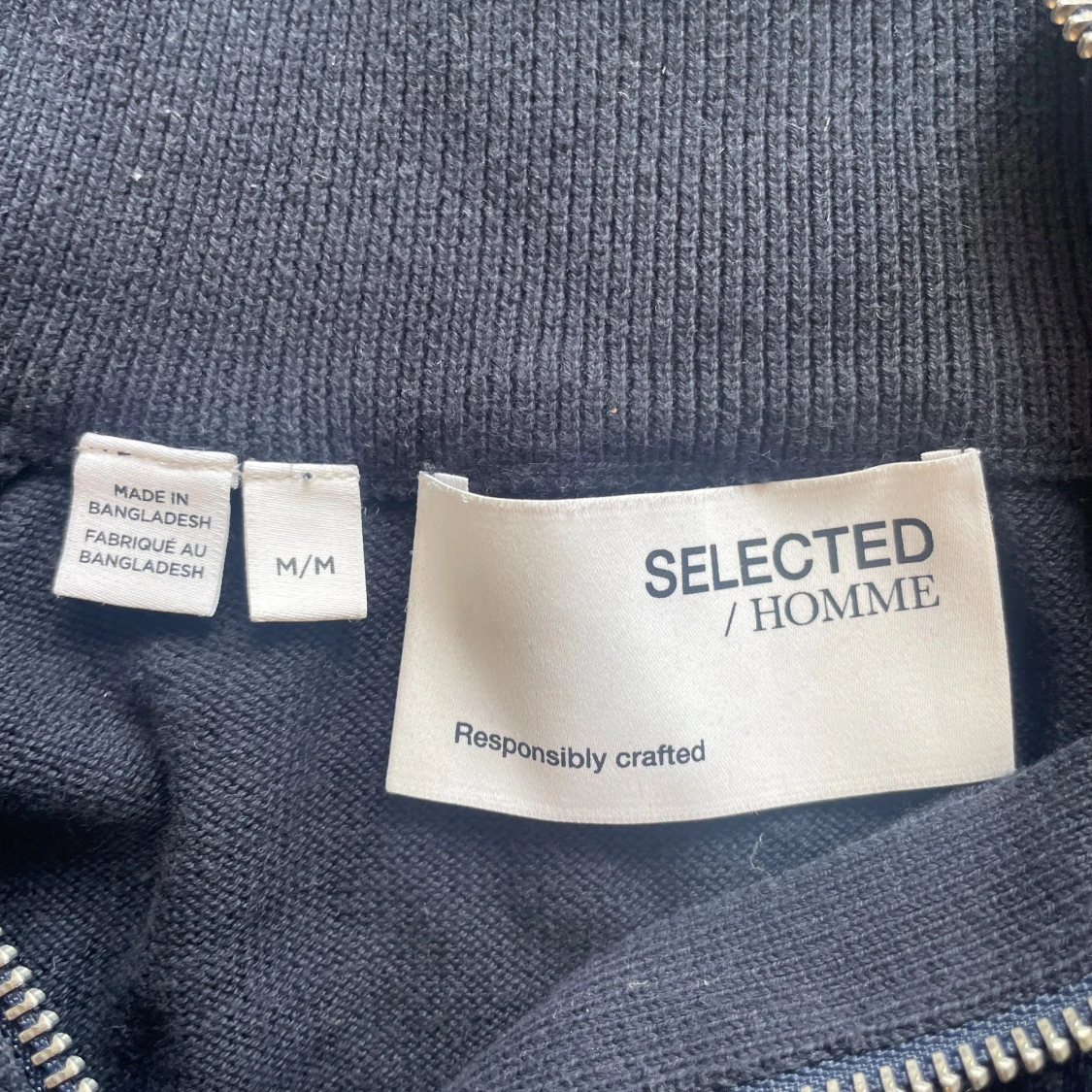 Mörkblå stickad half zip-tröja Selected - 2