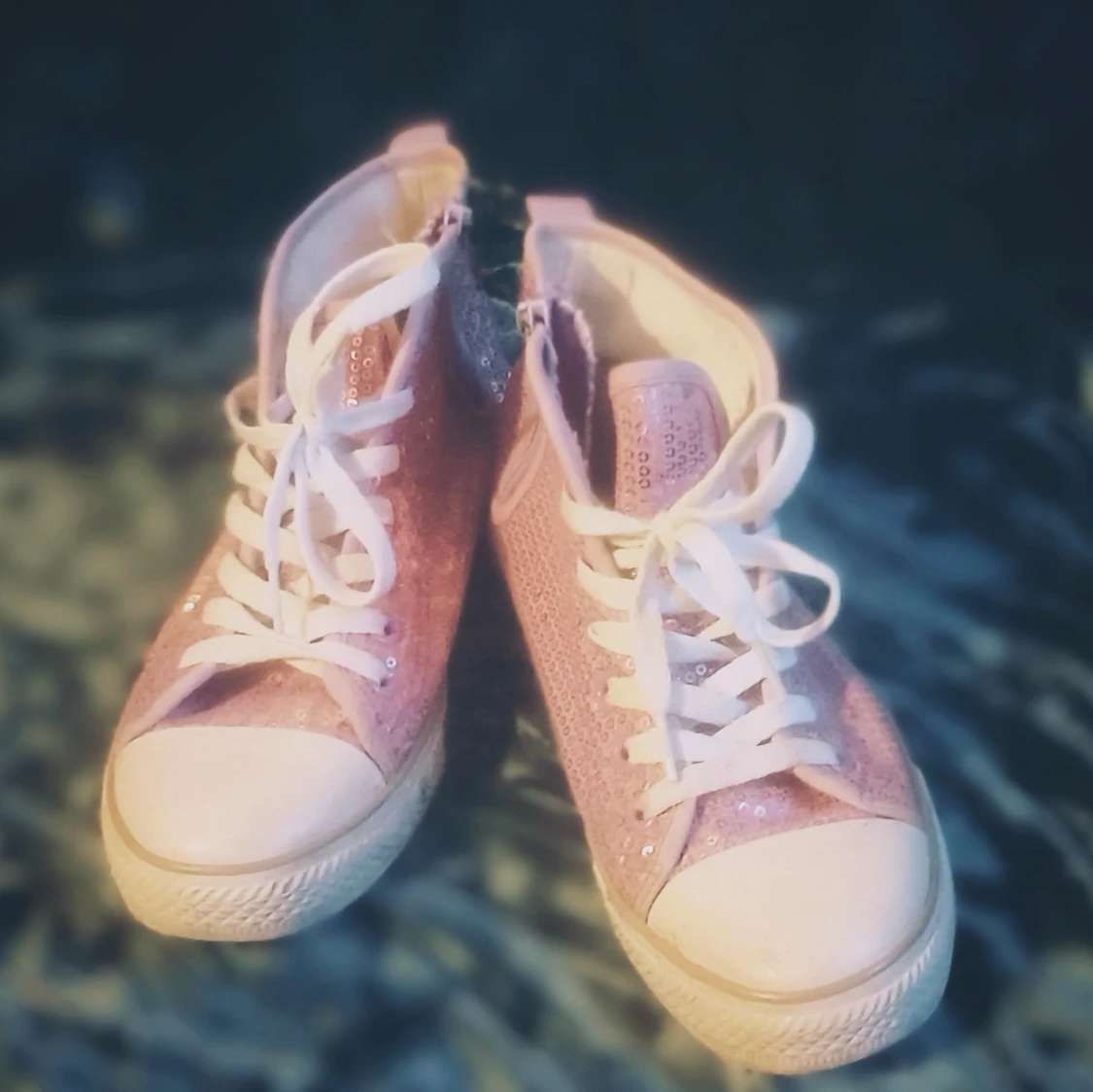 Rosa glittriga sneakers med paljetter - 4
