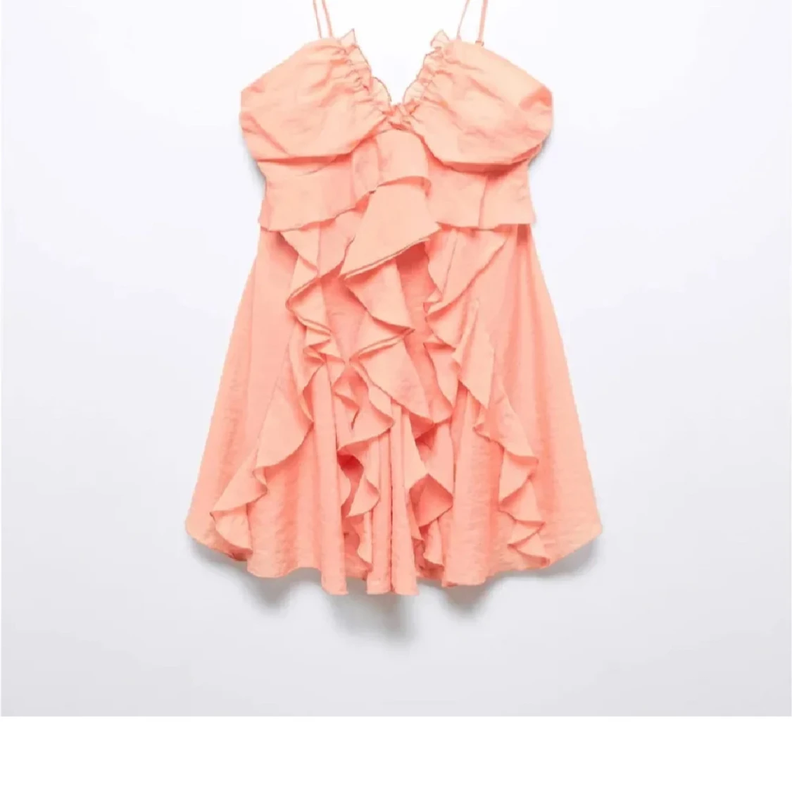 Korall färgad volang klänning - 1