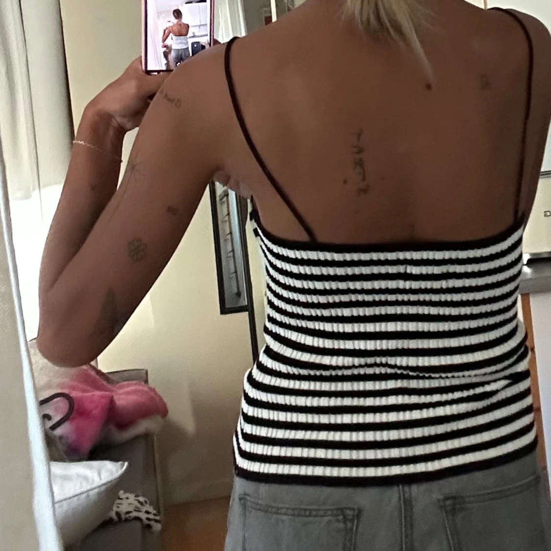 Randig ribbad linnetopp svart/vit - 2