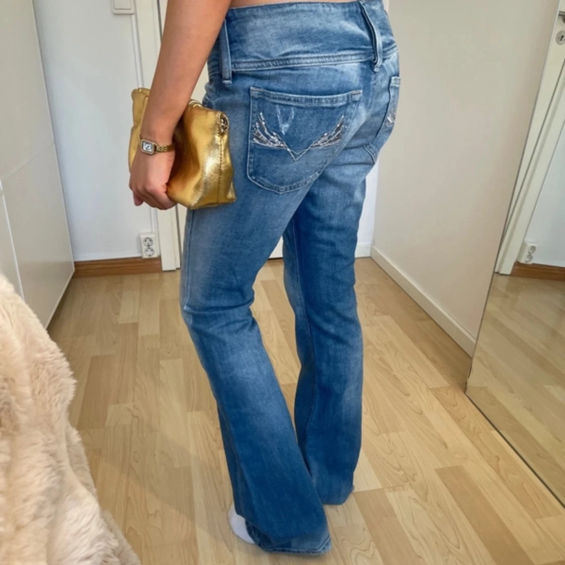 Blå lågmidjade jeansbyxor från Diesel - 3