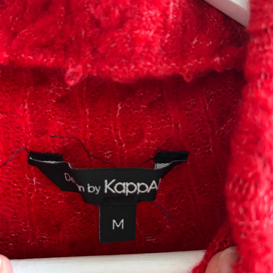 Röd stickad långklänning med polokrage - 4