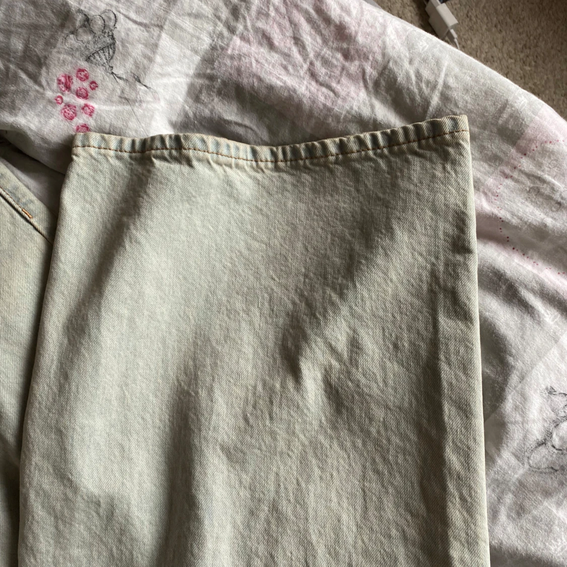 blå/beige wide jeans från hm - 1