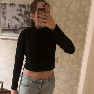 Svart croppad långärmad tröja från BikBok - Svart croppad tröja från BikBok med lång ärm och tight passform. Enkel och stilren design som passar perfekt till jeans eller kjol. Mjuk och stretchig i materialet för en bekväm känsla.