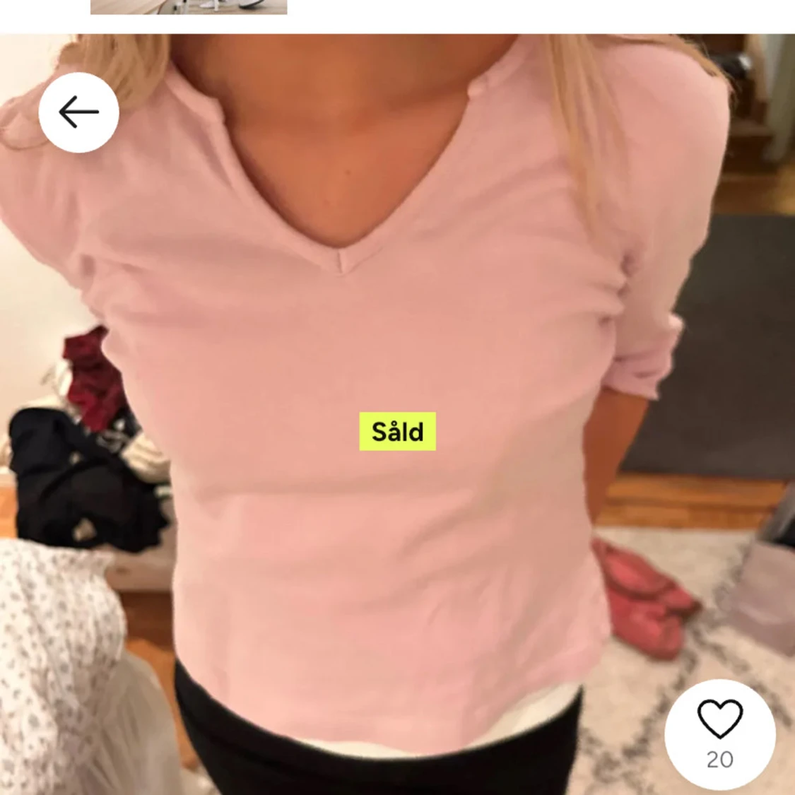 Rosa v-ringad topp - 1