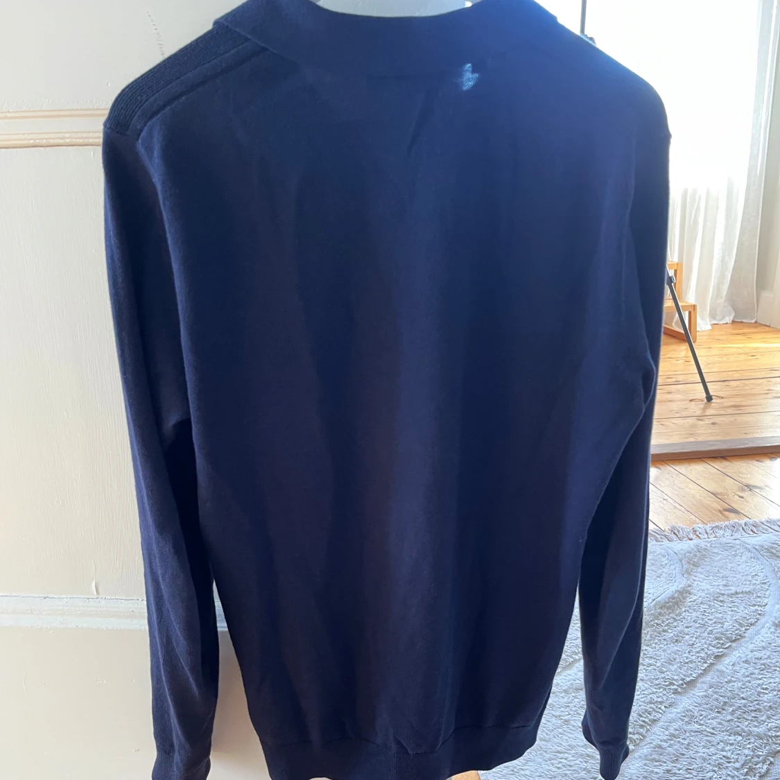 Marinblå långärmad pikétröja från selected homme  - 2