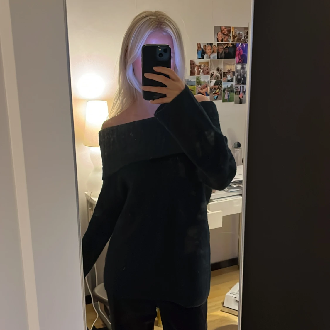 Mintgrön offshoulder stickad tröja - 2