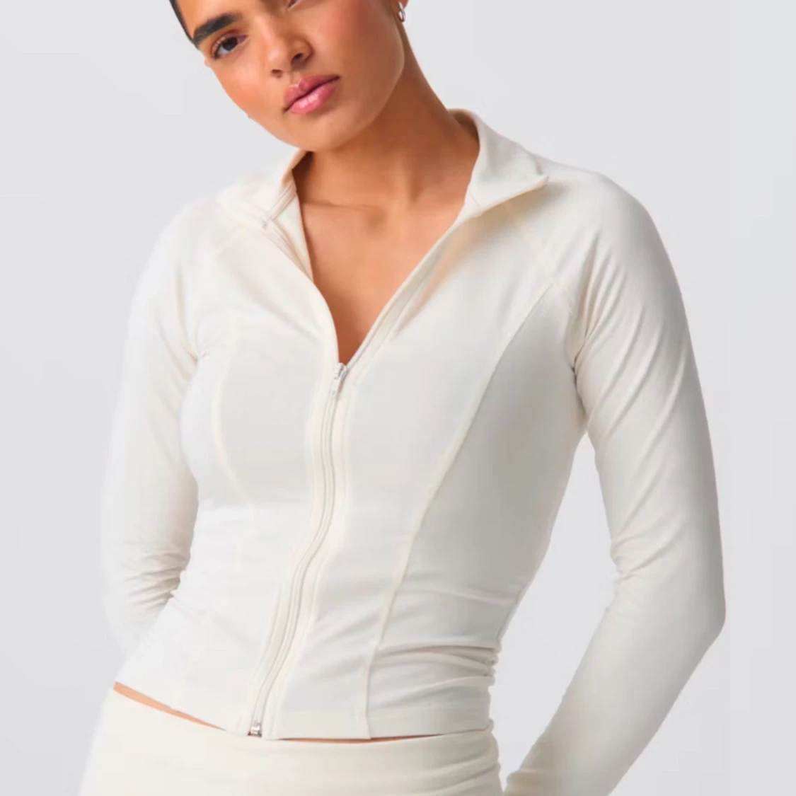 Vit långärmad zip up ❤️ - 1