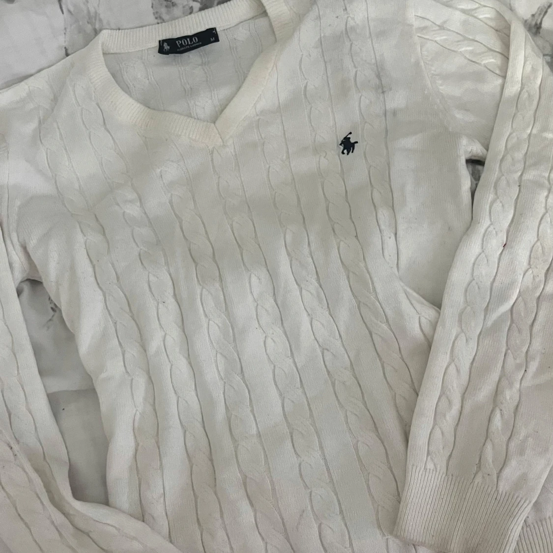 Vit stickad tröja från Polo Ralph Lauren