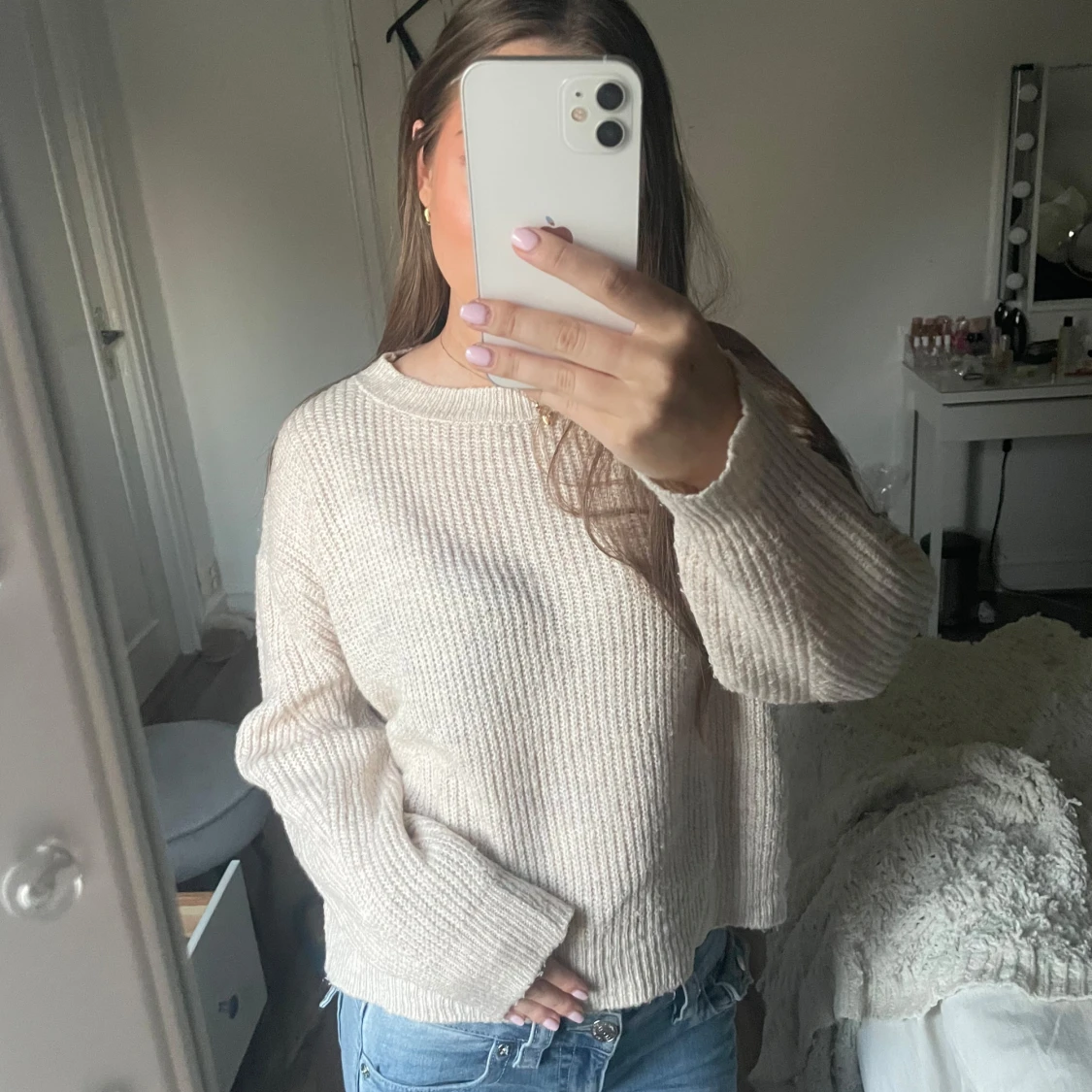 Beige stickad tröja - 2