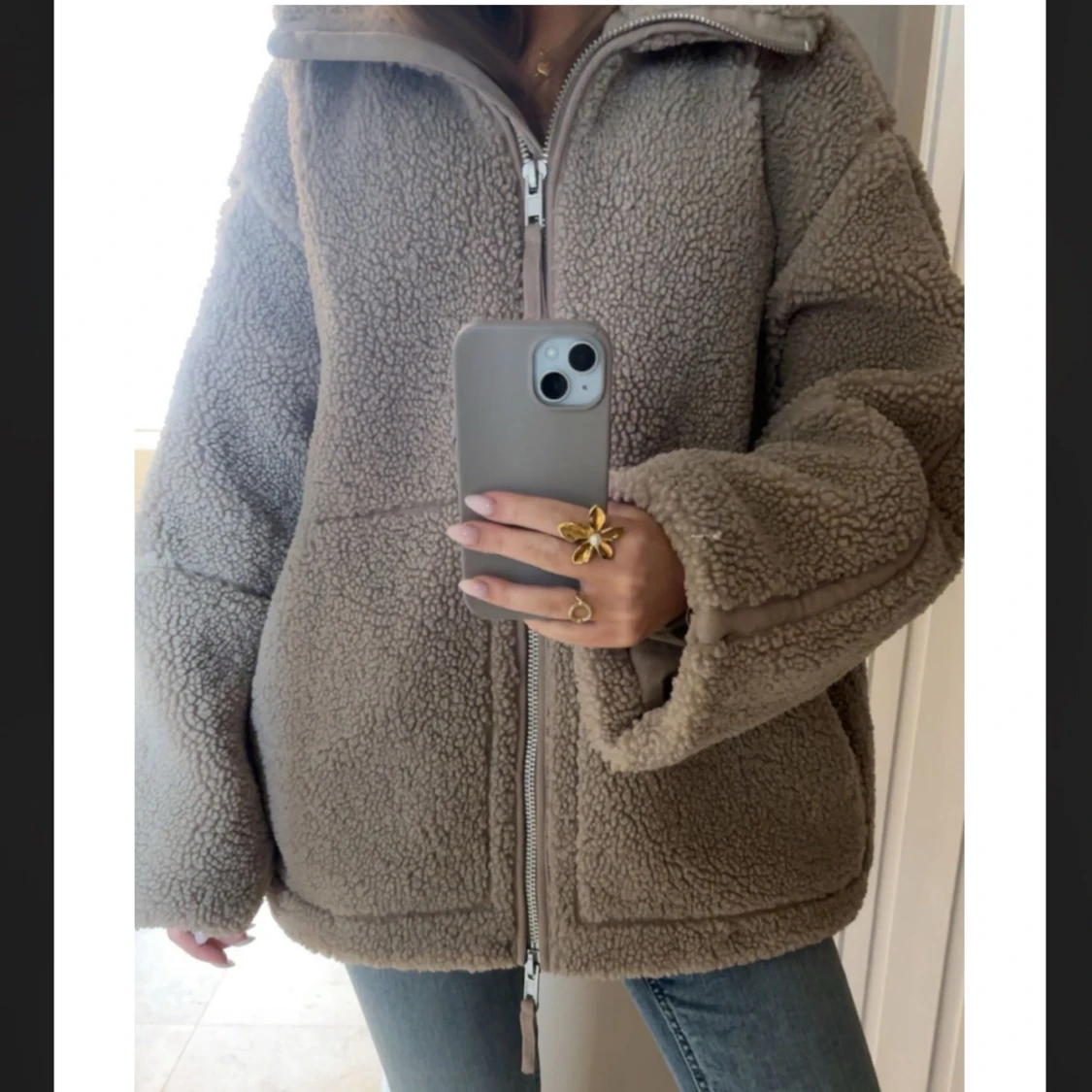 Beige teddyjacka från H&M - 1