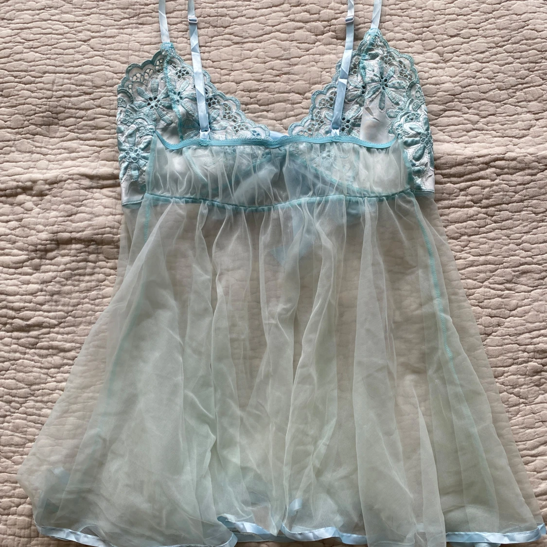 Blå blommig camis linne  - 4