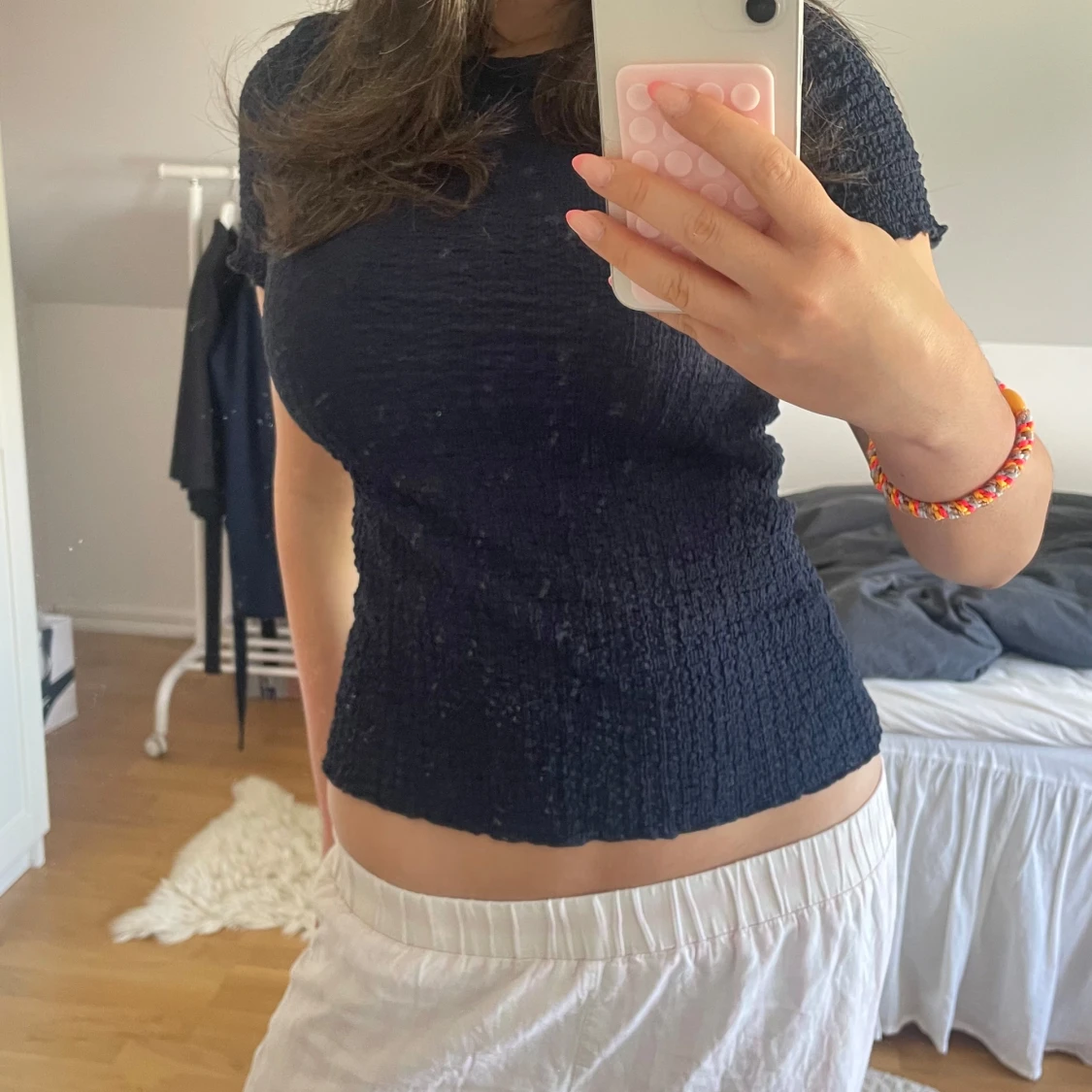 Mörkblå ribbad topp