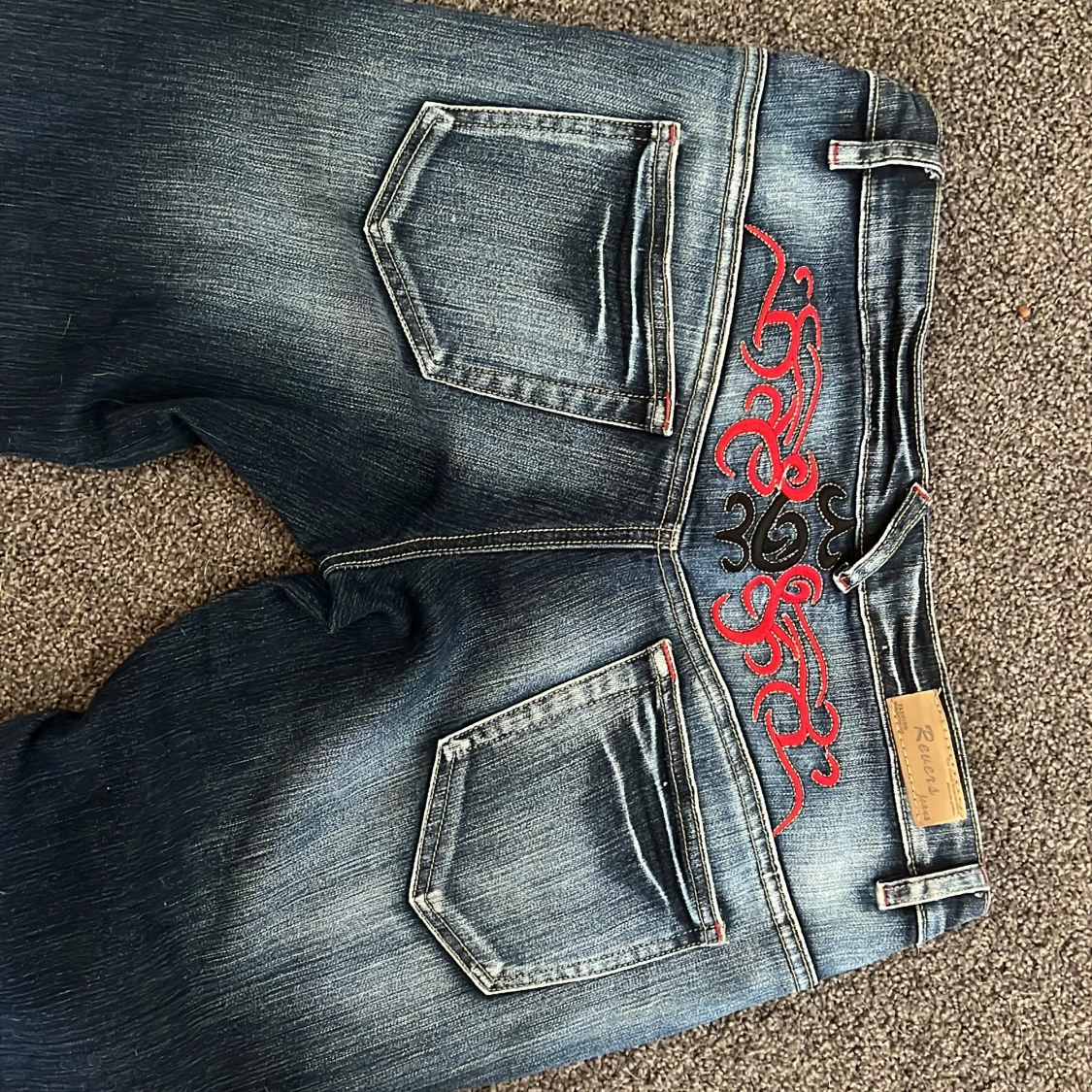 Blå lågmidjade bootcut jeans - 3