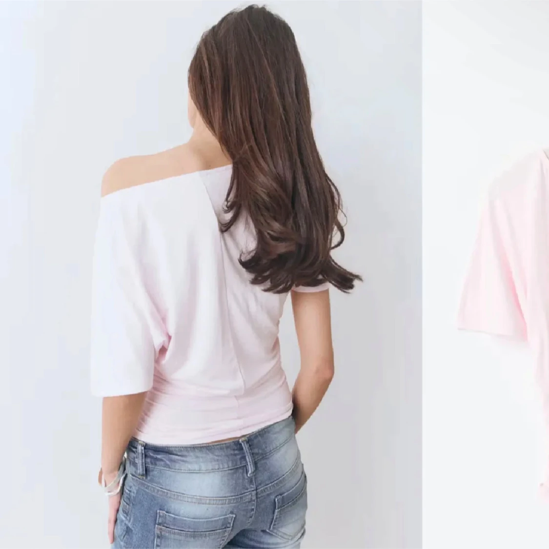 Ljusrosa offshoulder topp - 2