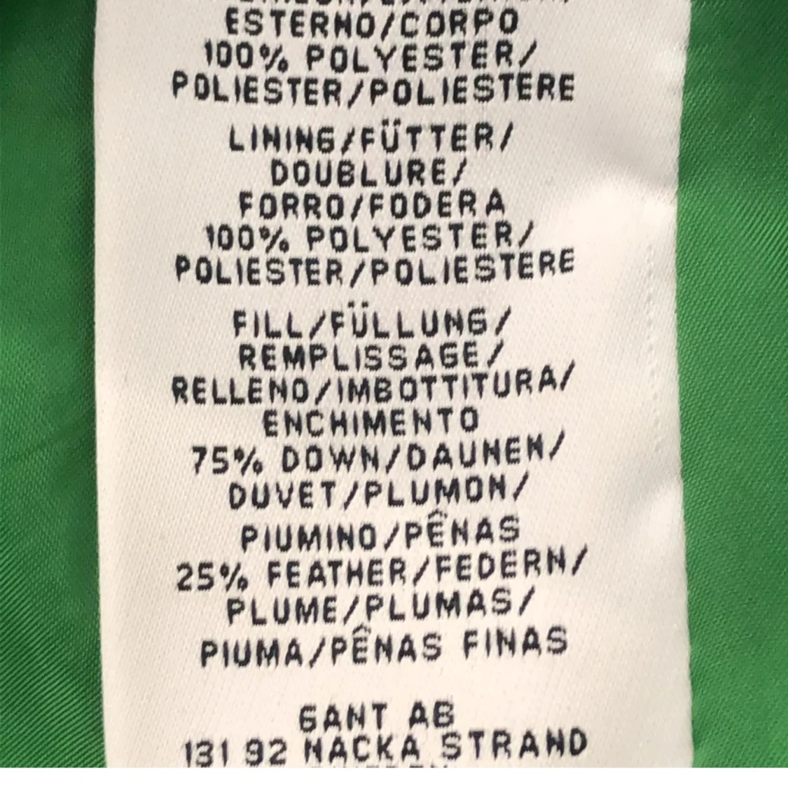 Grön vadderad dunjacka från GANT i storlek L (EU 40 - 2