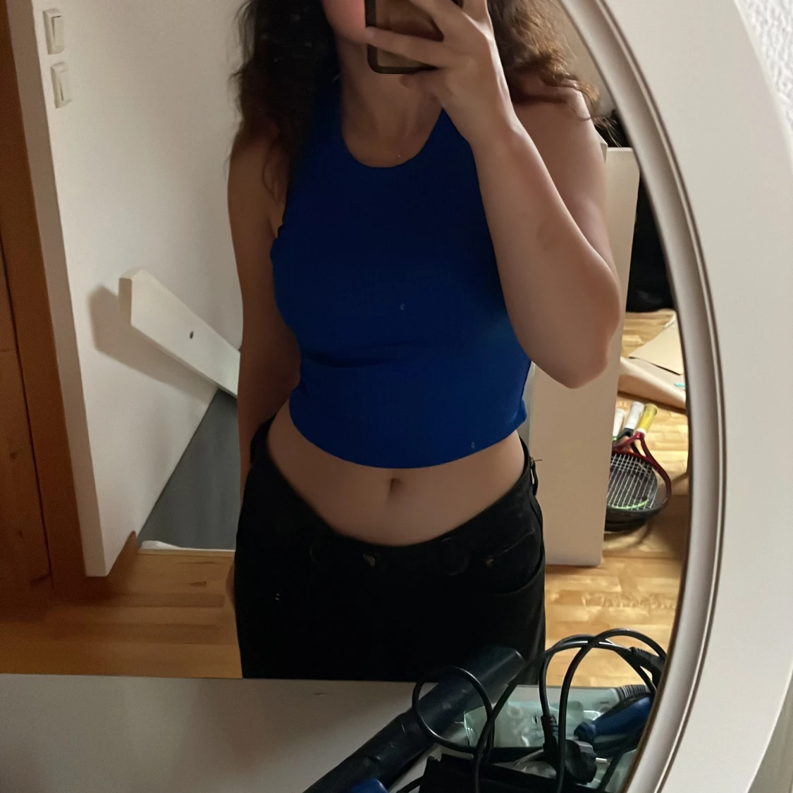 Blå ribbad linnetopp från H&M Divided - 3