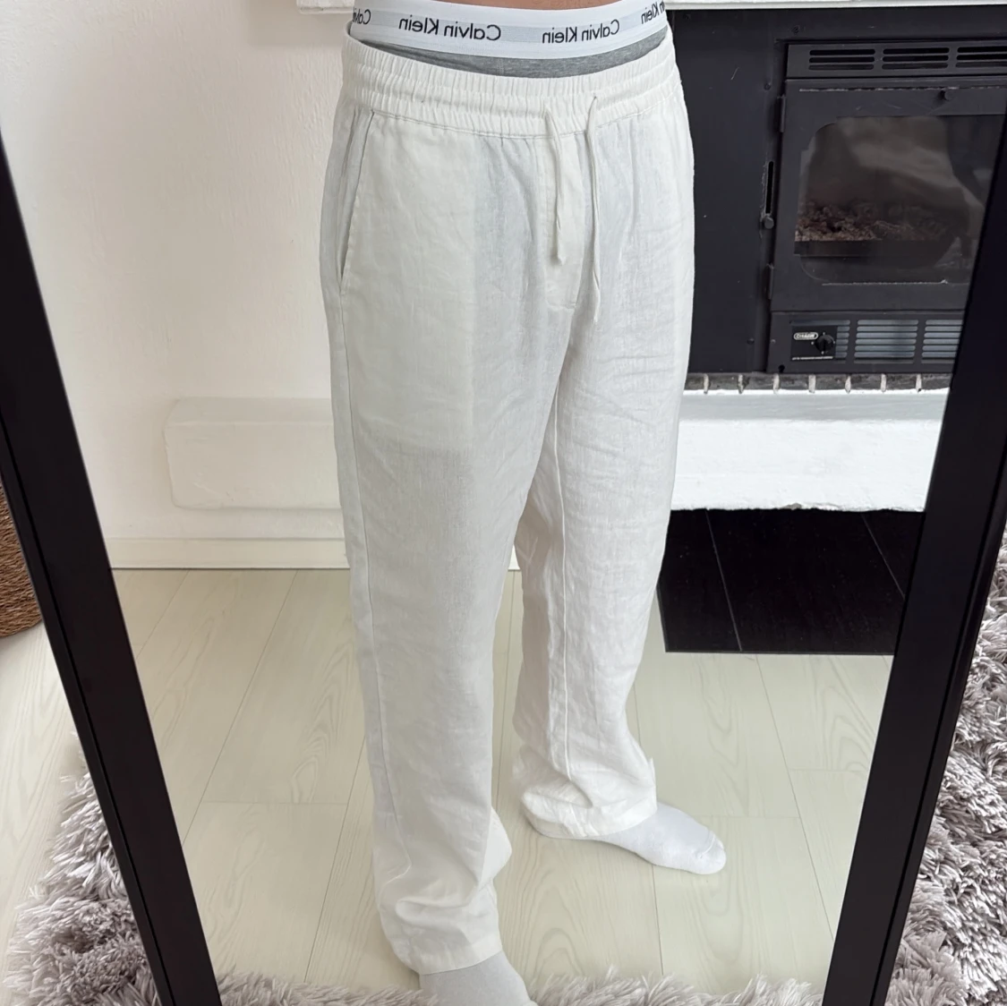 Woodbird linnebyxor vit