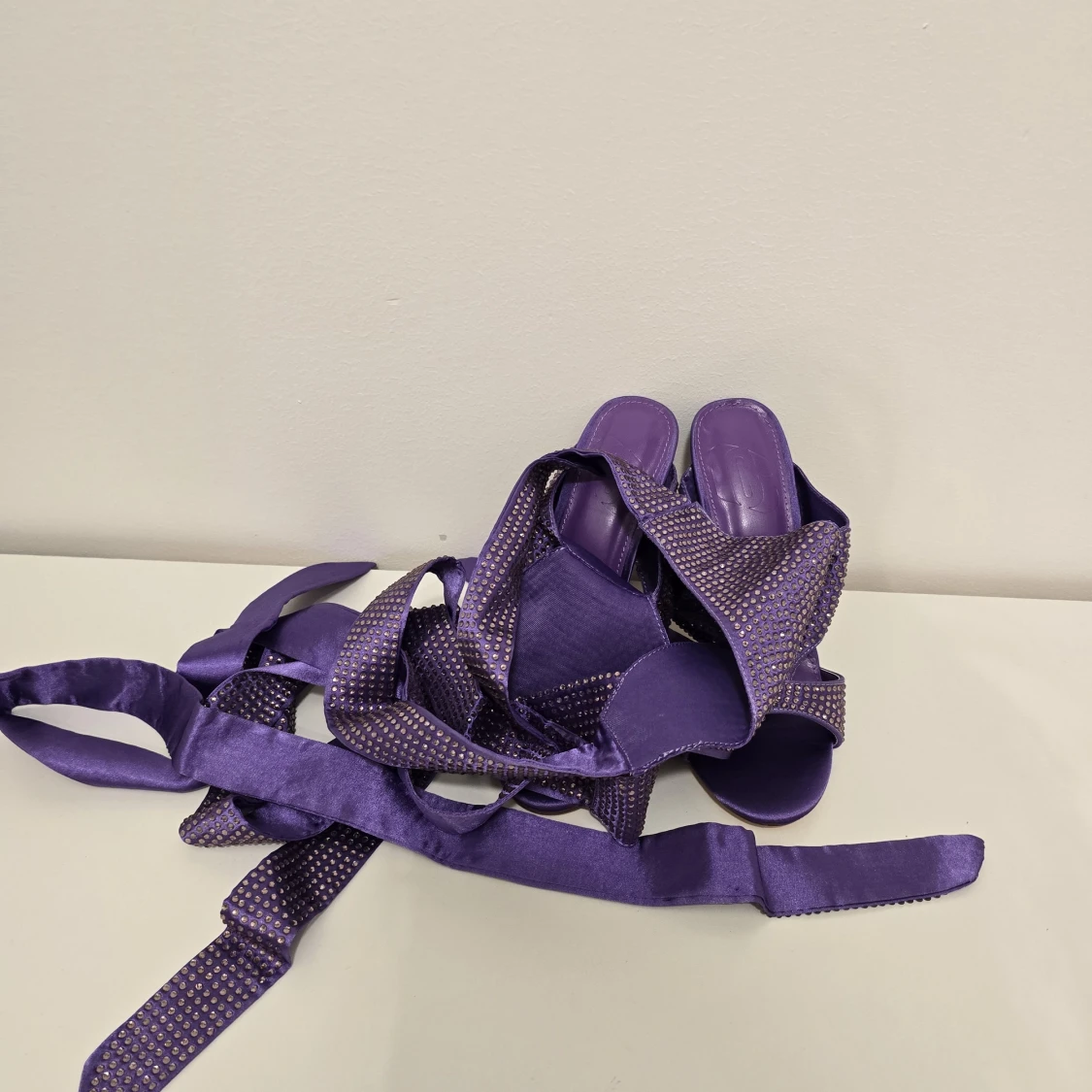 Lila glittriga sandaler med klack 12cm - 1