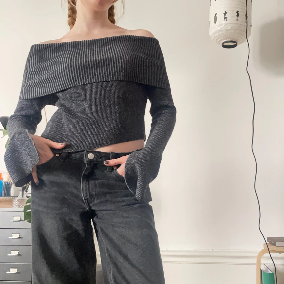 Ribbstickad topp - 1