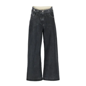 The Attico - Attico coated canavs cargo long pants. Navy blue. W30